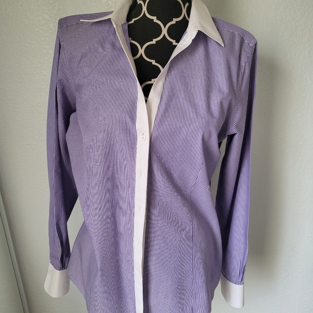 Book and Brothers long sleeve dress shirt color purple and white  Size 14